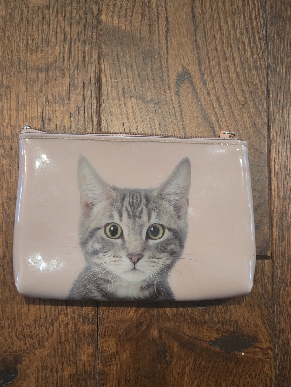Tabby Cat Print Pink Cosmetic Pouch with Zipper Catseye London NWOT